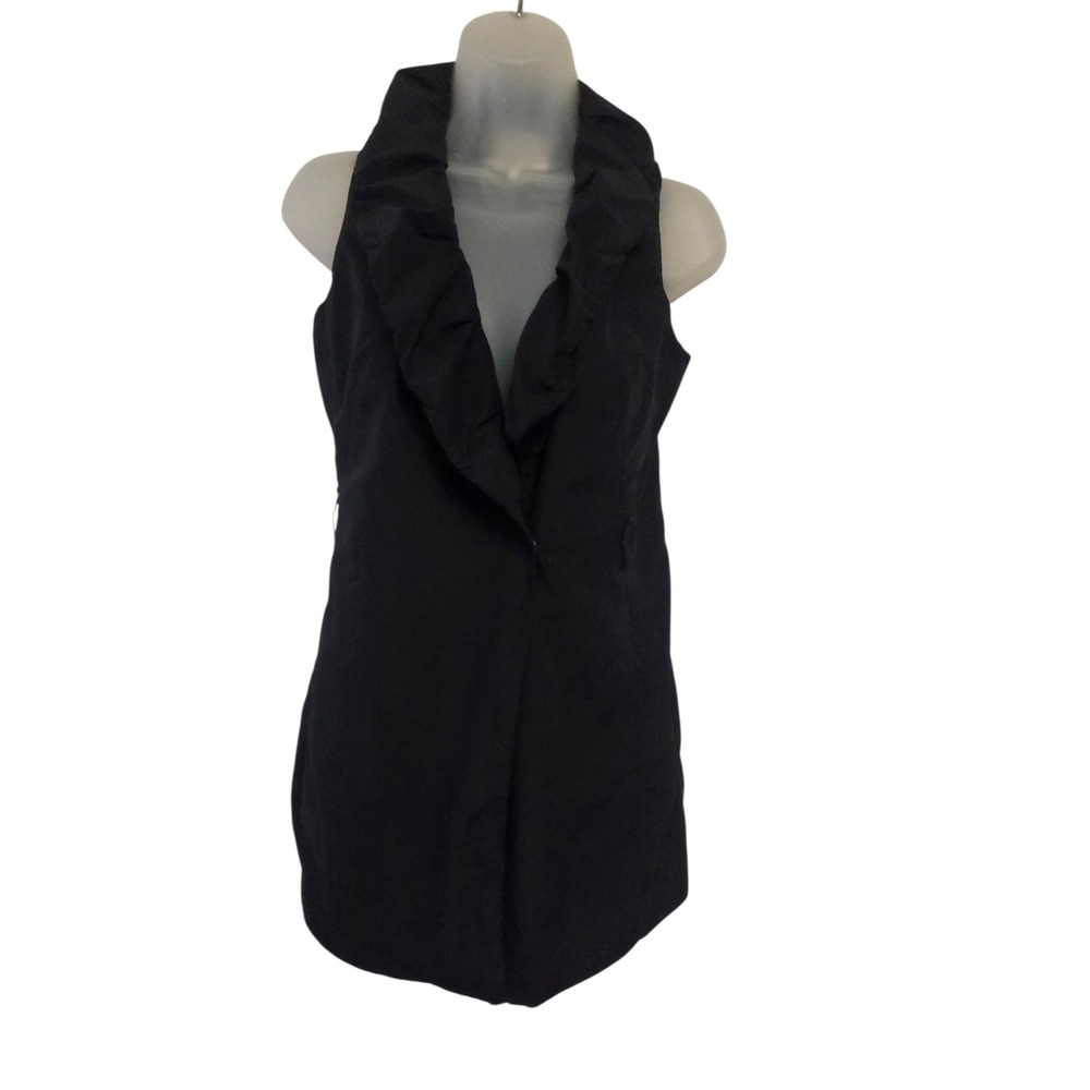 Akris Punto Bergdorf Goodman Black Sleeveless Long Vest Coat Sz 6 Minimalist